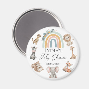 Aimant Baby shower Boho Woodland Jungle Animaux