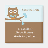 Baby shower Chouette bleue Enregistrer la date