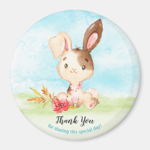 Aimant Baby shower d'aquarelle Bunny Merci