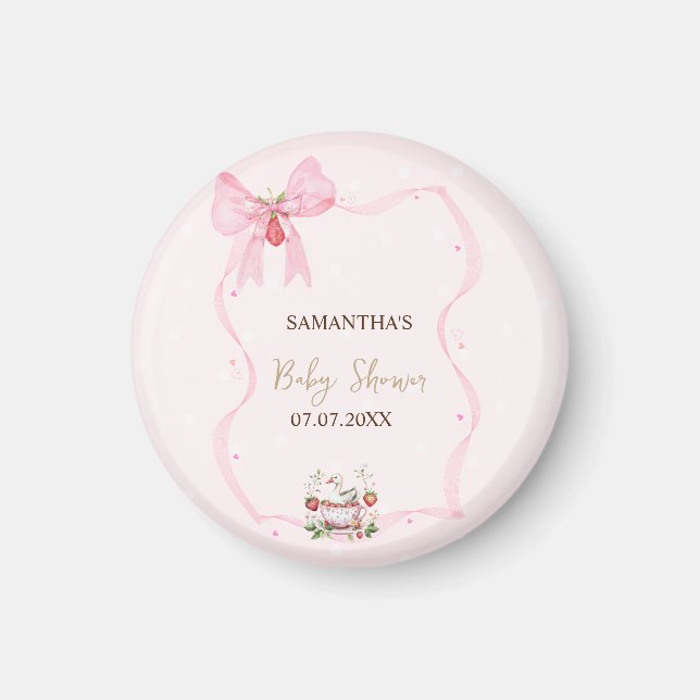 Aimant Baby shower de la fraise, de l'oie, des points du  (Devant)