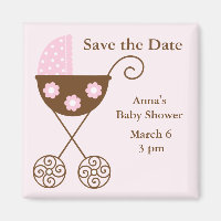 Baby shower de poussette rose Enregistrer la date