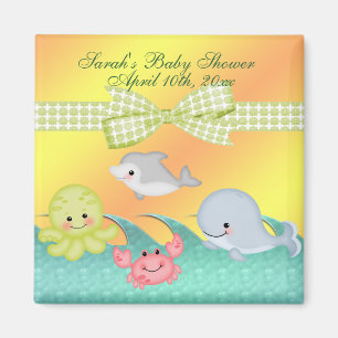 Aimant Baby shower gai de créatures de mer de bébé
