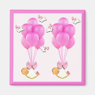 Aimant Baby shower Girl Twins