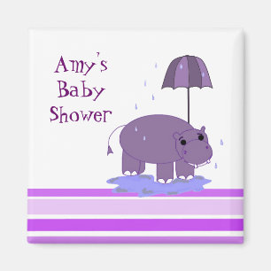 Aimant Baby shower Hippopotamus violet