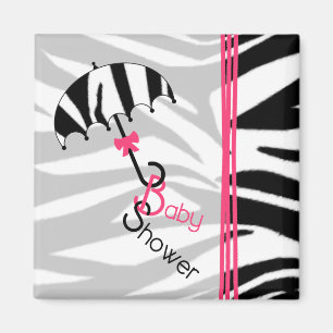 Aimant Baby shower magnétique - Zebra Print Umbrella & Pi