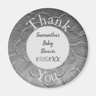 Aimant Baby shower Merci Élégant Appréciation Argent