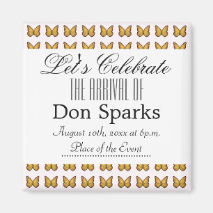 Aimant Baby shower papillon