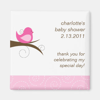 Aimant Baby shower personnalisé tourbillonnant d'oiseaux