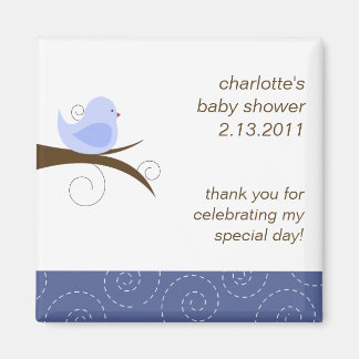 Aimant Baby shower personnalisé tourbillonnant d'oiseaux