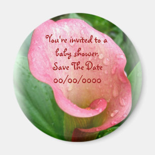 Aimant Baby shower rose Calla Lily Enregistrer l'aimant d