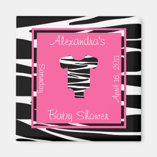 Aimant Baby shower Zèbre et Vêtements roses Favoriser
