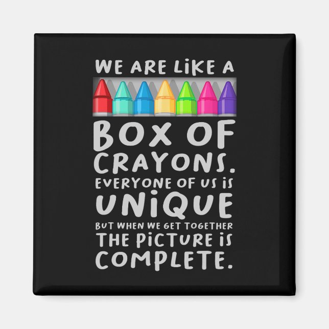 Aimant Back to School Teacher We Are Like A Box Of Crayon (Devant)