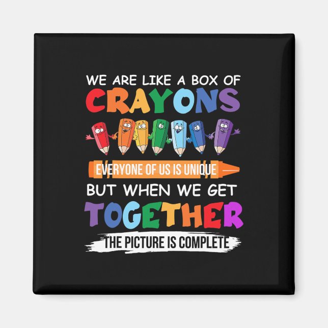 Aimant Back to School Teacher We Are Like A Box Of Crayon (Devant)
