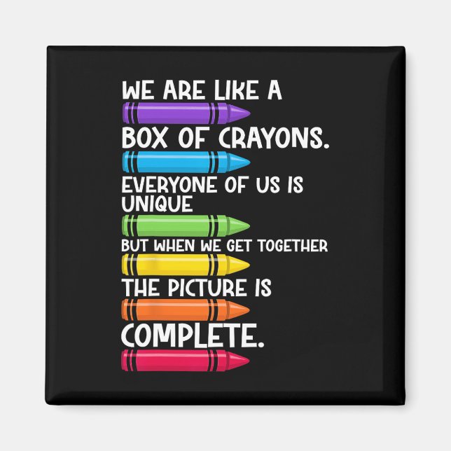 Aimant Back to School Teacher We Are Like A Box Of Crayon (Devant)