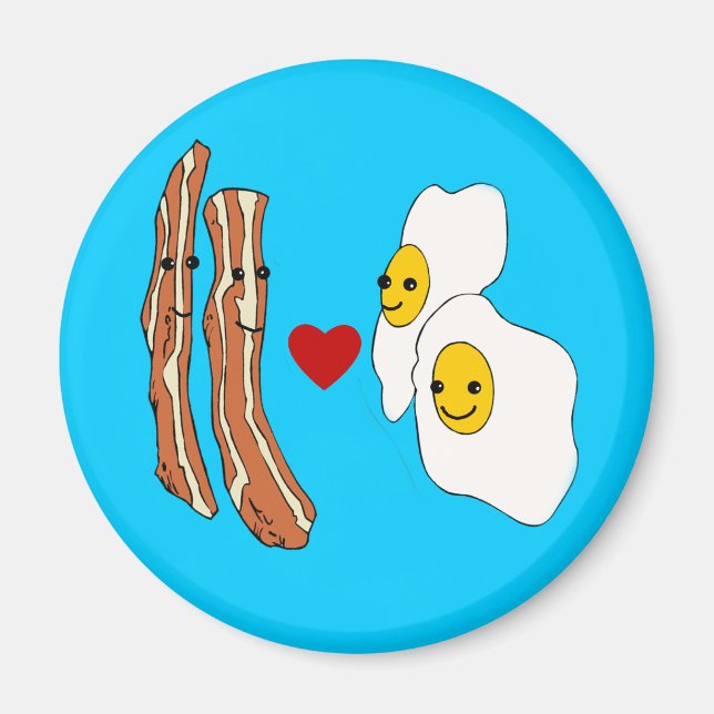 Aimant Bacon Aime les oeufs Amusant conception Bacon (Devant)