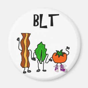 Aimant Bacon drôle, laitue et caricature tomate