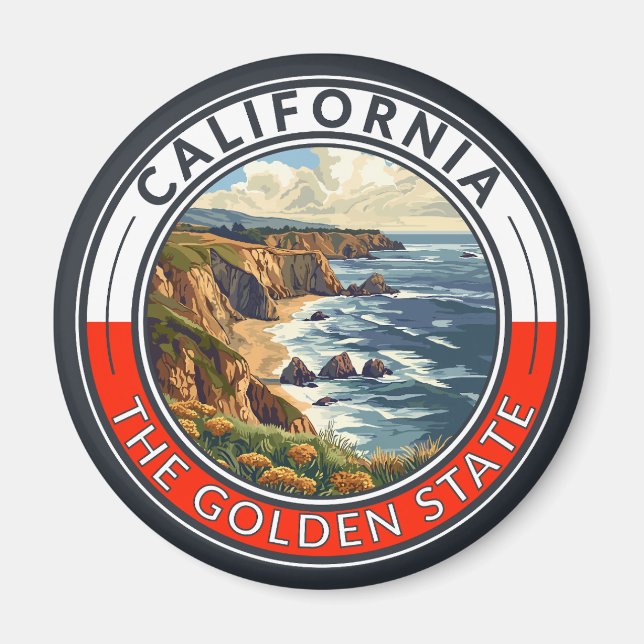 Aimant Badge California Travel Art (Devant)