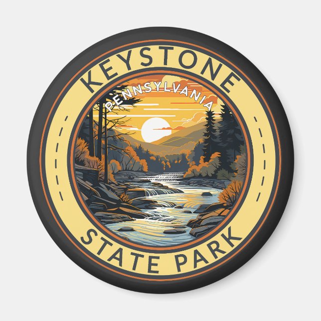 Aimant Badge d'art de voyage Keystone State Park Pennsylv (Devant)