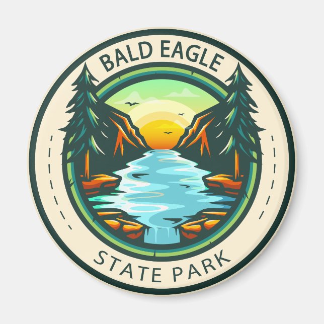 Aimant Badge de Bald Eagle State Park Pennsylvania (Devant)