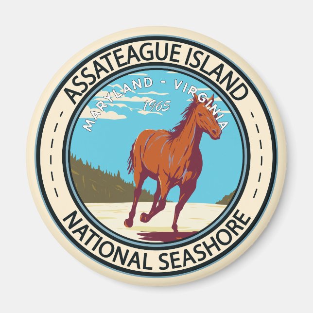 Aimant Badge du littoral national de l'île Assateague (Devant)