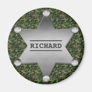 Aimant Badge nominatif vert de shérif de motif de