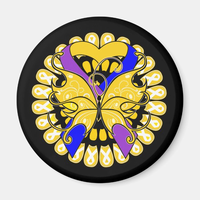 Aimant Badigeonnette du papillon du cancer du coeur (Devant)