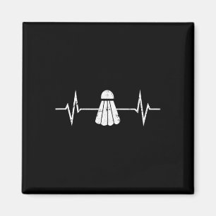 Aimant Badminton Heartbeat T Shirt Grunge Joueur Cadeau C