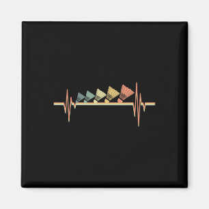 Aimant Badminton Player Retro Heartbeat - Badminton Sport