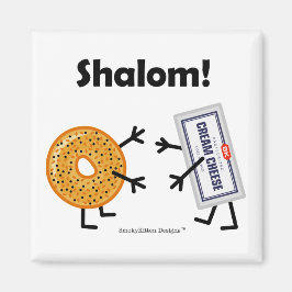 Aimant Bagel & Fromage à la crème - Shalom !