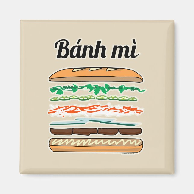 Aimant Baguette vietnamienne de pain français de sandwich (Devant)