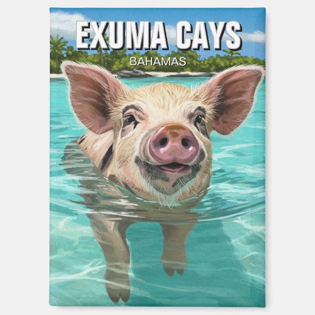 Aimant Baignade Cochon Exuma Cays Bahamas Voyage (Recto)