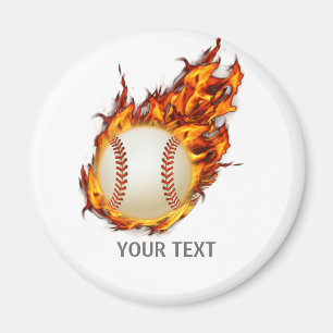 Aimant Bal de baseball personnalisé en feu