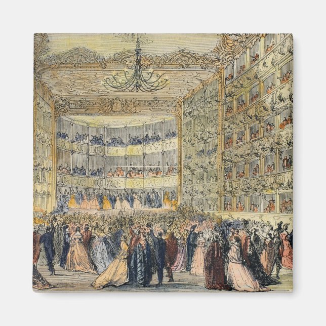 Aimant Bal masqué au théâtre Fenice, Venise, 19e (Devant)