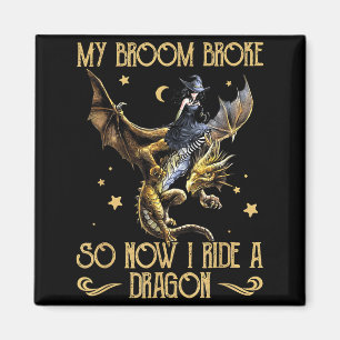 Aimant Balai Cassa Monter Un Dragon Sorcière Drôle Hallow