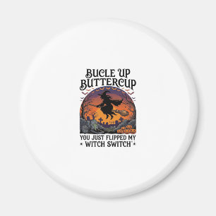 Aimant Balai de Halloween Commutateur Sorcière Boutonnièr