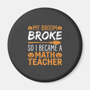 Aimant Balai d'Halloween de professeur de maths drôle