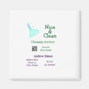 Aimant Balai nettoyant vert bleu scintillant ajouter nom