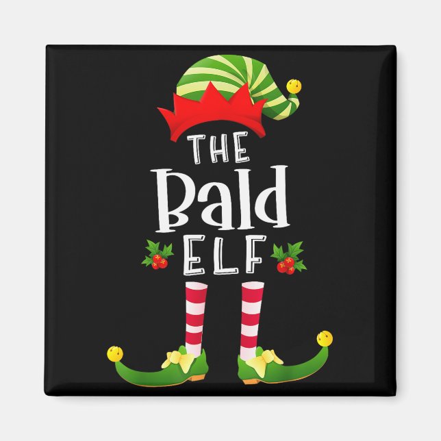 Aimant Bald Christmas Elf Matching Pajama X-mas Party  (Devant)