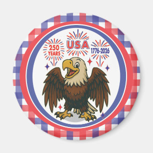 Aimant Bald Eagle avec Fireworks - USA 250 ans 1776-2026