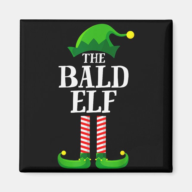 Aimant Bald Elf Matching Family Group Christmas Party Pyj (Devant)