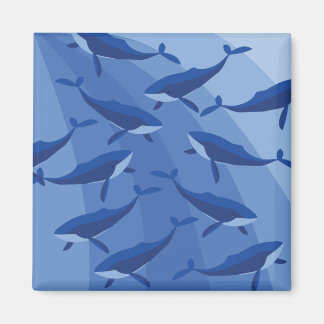 Aimant Baleines bleues sur les vagues illustration