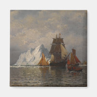 Baleiniers et bateaux de pêche près de la côte de