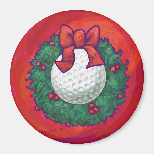 Aimant Ball de golf Fer de Noël en rouge (Devant)