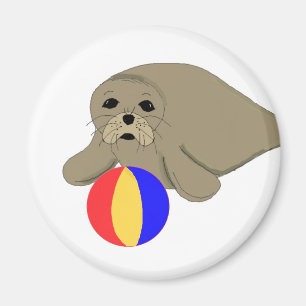 Aimant Balle Cartoon Sea Lion Beach