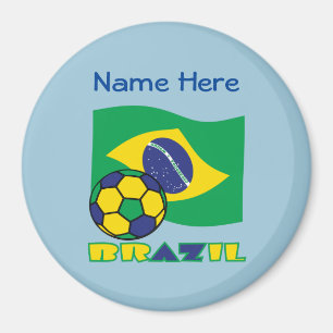 Aimant Balle de Football Drapeau Brésilien Bleu Personnal