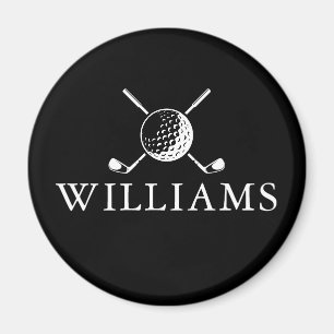 Aimant Balle de golf et clubs personnalisés noir et blanc