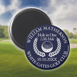 Aimant Balle de golf et couronne bleu marine Trous en Un