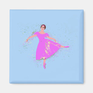 Aimant Ballerina Danseuse Magenta Rosée
