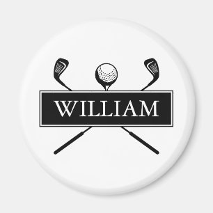 Aimant Balles de golf personnalisées avec nom en noir et