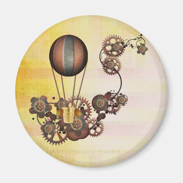 Aimant Ballon Steampunk Antique Jaune (Devant)